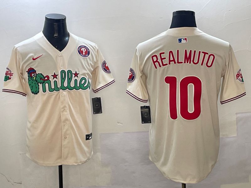 Men Philadelphia Phillies #10 Realmuto Cream Three generations Joint Name Game 2025 Nike MLB Jersey style 5